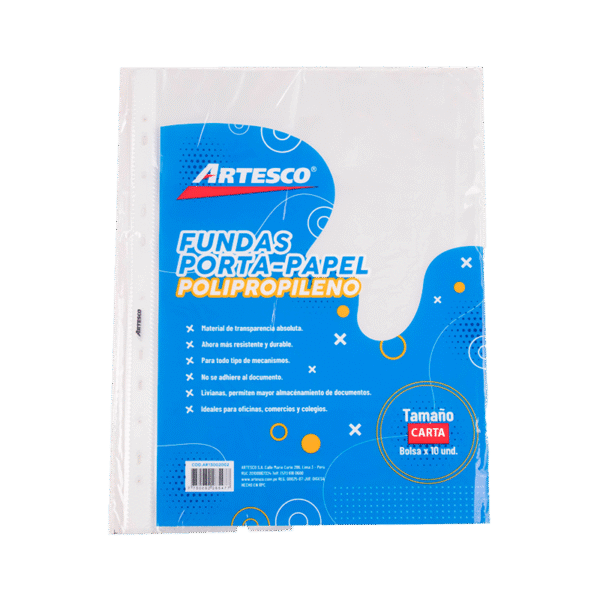 Fundas Porta-Papel Artesco Tamaño Carta (100 unidades)